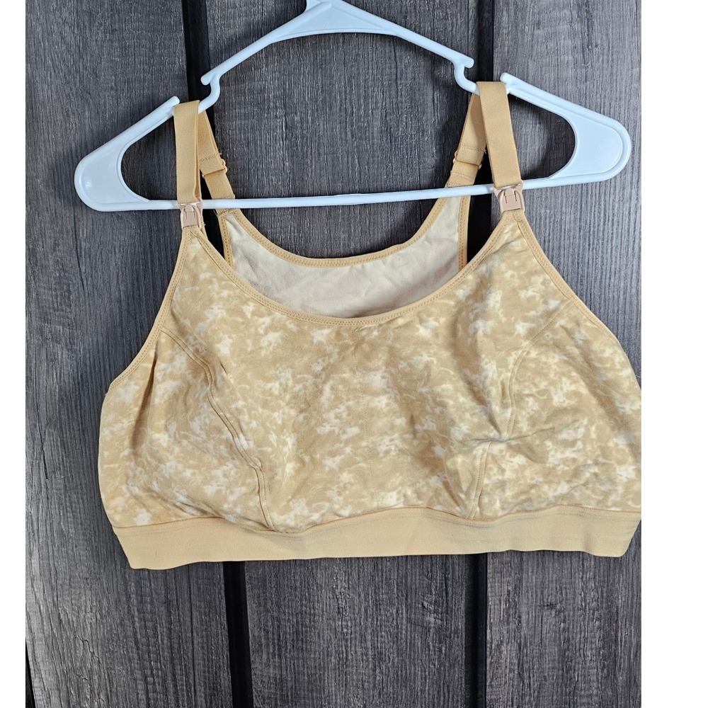 Grollin Racerback Nursing Bra Beige Tie Dye Print Size 4XL Cotton Blend